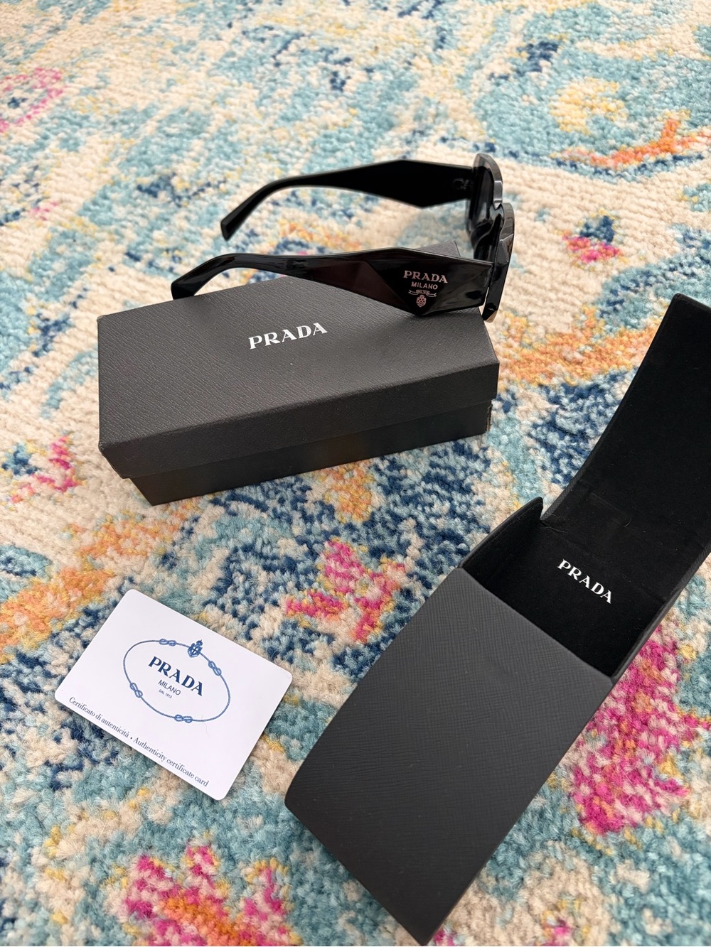 Prada Matte Black Rectangular Sunglasses - Picture 2 of 11